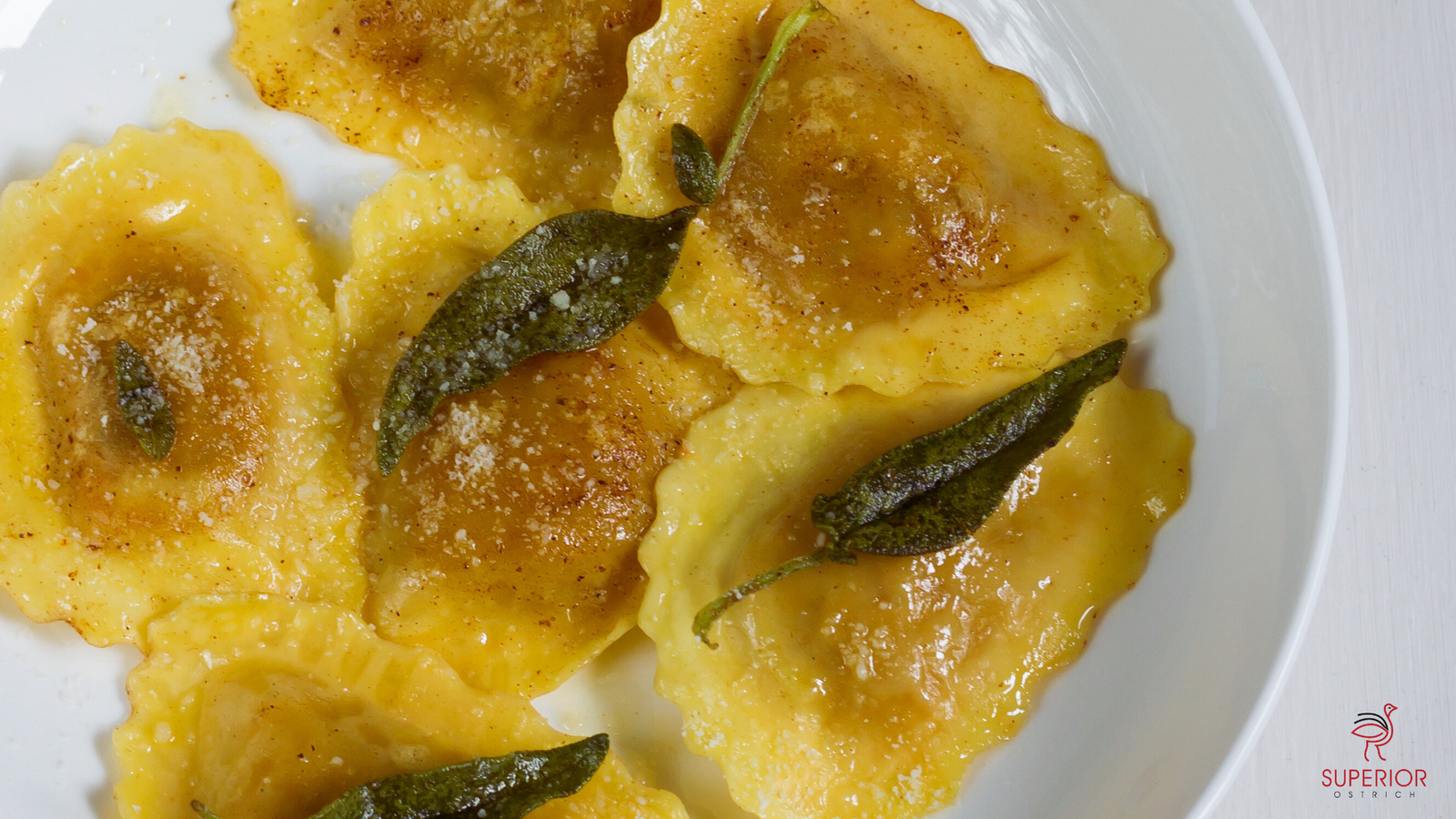 Ostrich Ravioli with Sage Butter Sauce