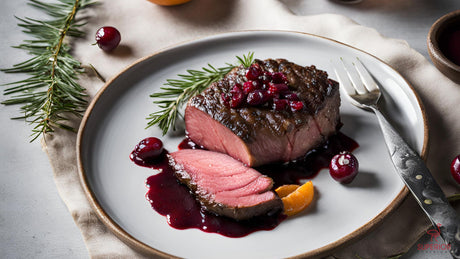 Roasted Ostrich Loin with Cranberry and Orange Glaze